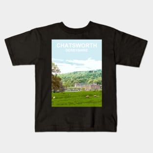 Chatsworth Derbyshire Peak District. Travel location poster Kids T-Shirt